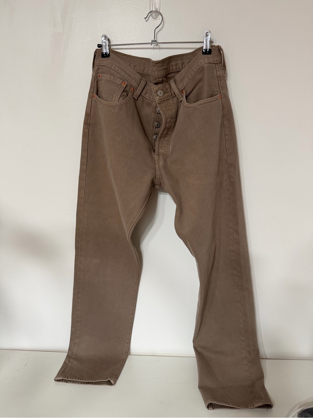 Levi’s 501 Men’s W31 L32 Brown Taupe Straight Leg Button Fly Jeans Denim